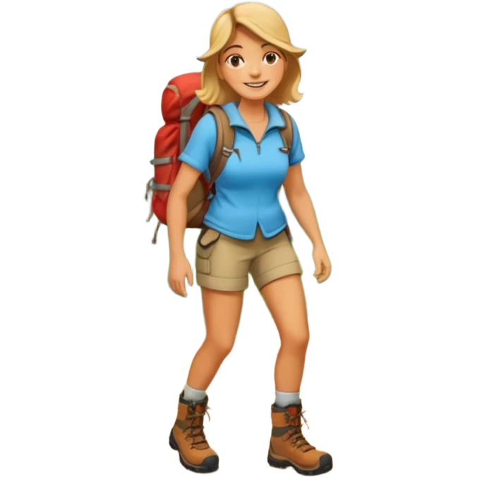 woman hiking in the woods in the sunshine emoji