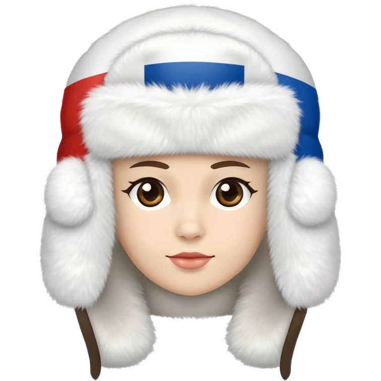white ushanka hat with Russian flag, winter ear flap hat emoji