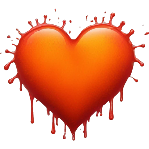 bleeding red heart glowing red-orange with splatter emoji