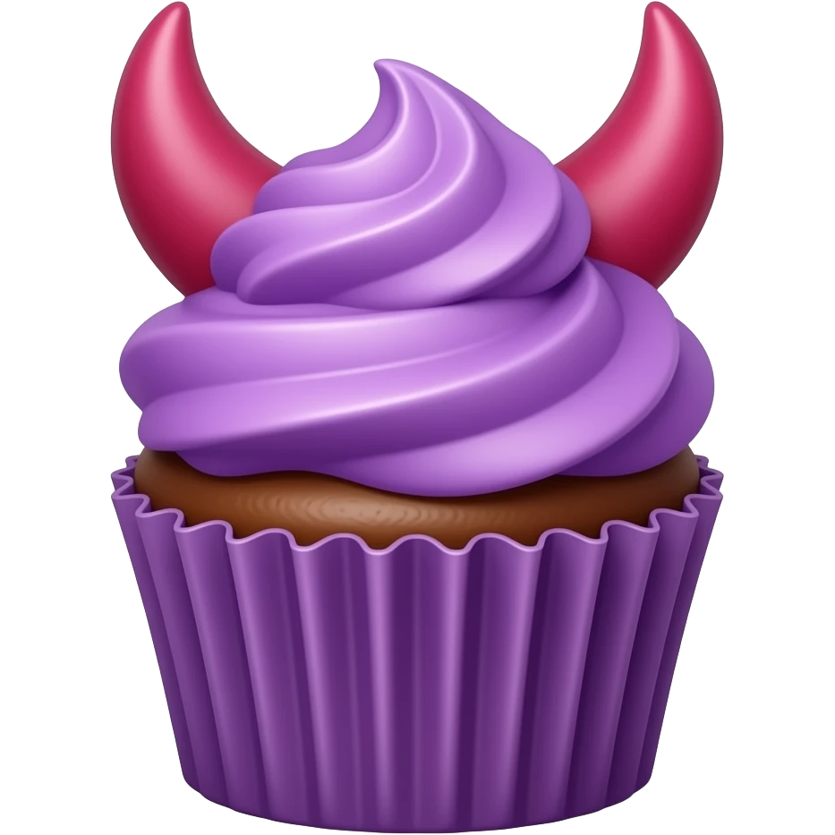 Purple  chocolate cupcake devil horn emoji