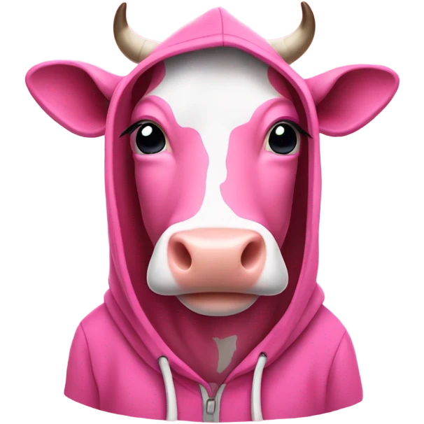 Pink cow wearing hoodie emoji