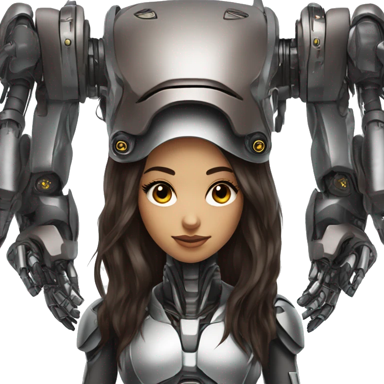 Cyborg robot girl dark brown long hair and helmet WITH LONG EYELASHES emoji