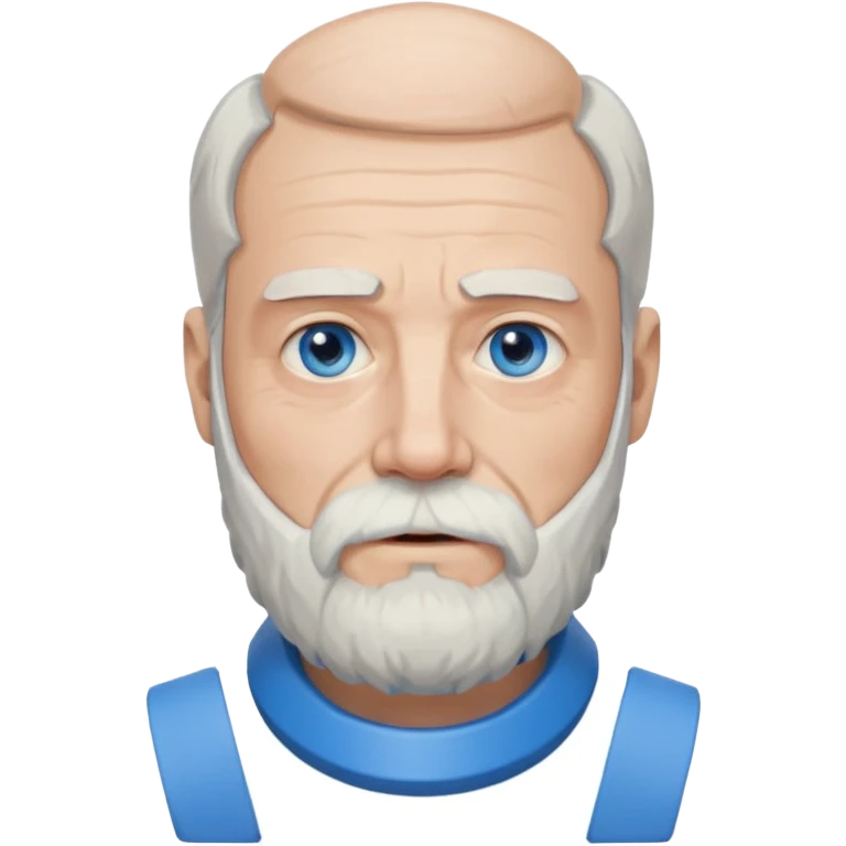 Older man with a full beard, a hard neck brace, and blue eyes. emoji