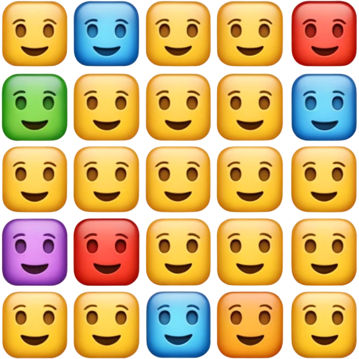 uzun bir emoji olsun böyle 8 tane emoji yan yana olsun kare kare emoji