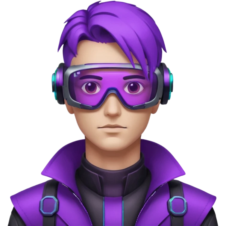 Cyberpunk man head 3d puruple cyber VR -glasses emoji