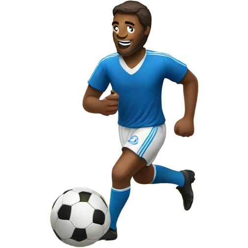 Man with beer playing soccer emoji