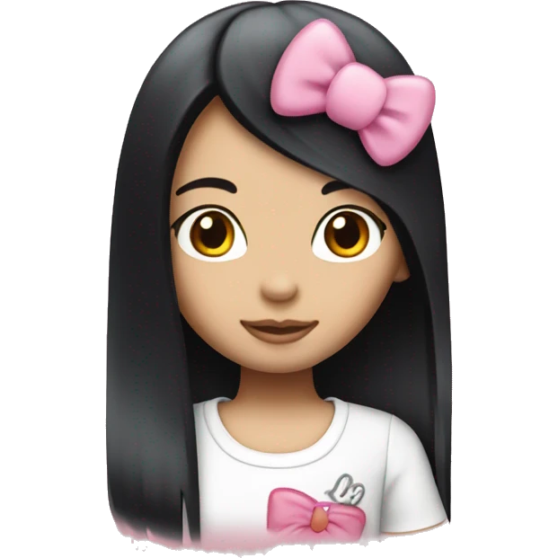 girl with a black straigth hair hello kitty emoji