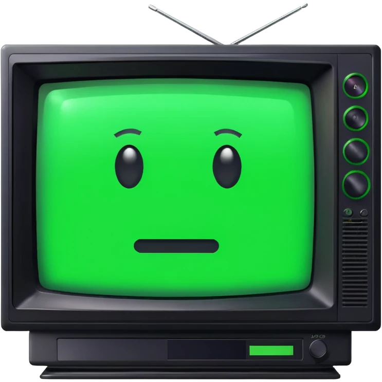 старый черный телевизор Sony с ярко зеленым пиксельным экраном  emoji