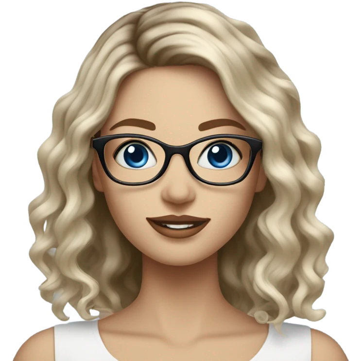 Beautiful Balayage pale model lady with glasses and blue eyes  emoji