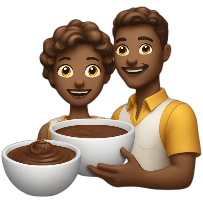 ste ellis next to a while bowl filled with chocolate emoji