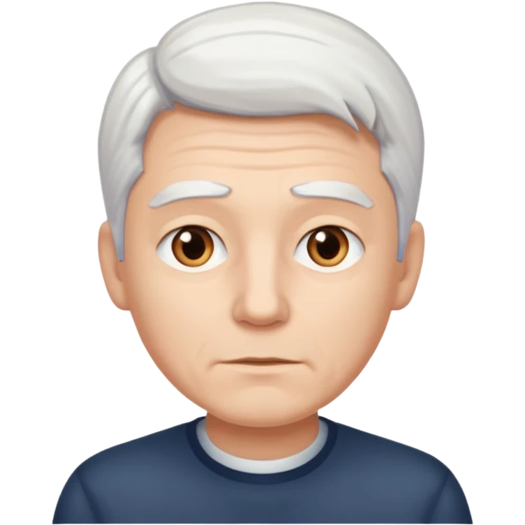 white-haired man with neutral expression emoji