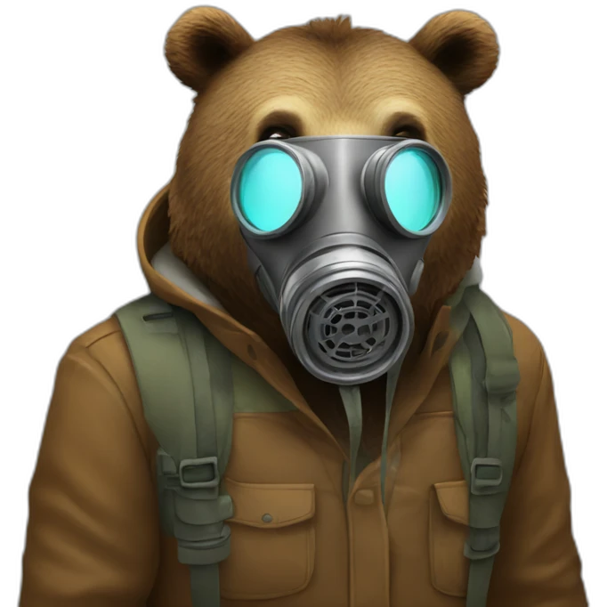 grizzly bear wearing gas mask emoji