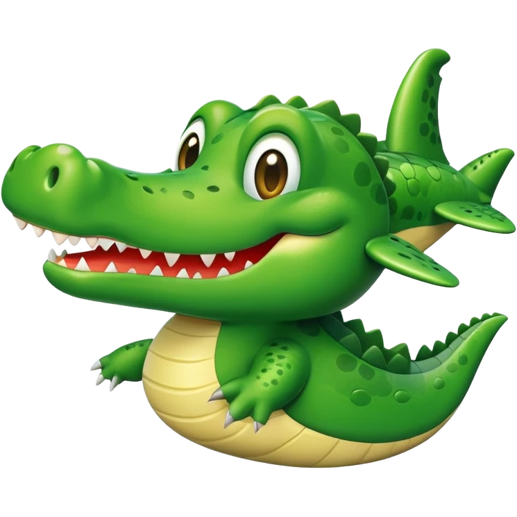 Cute crocodile plane with a smiling face emoji