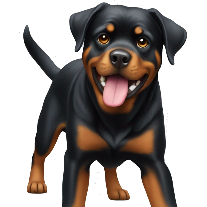 Rottweiler with no tail catching frisbee emoji