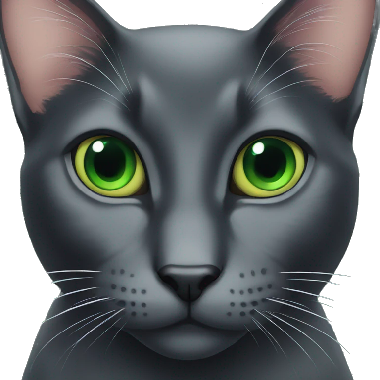 Black cat whit green eyes emoji