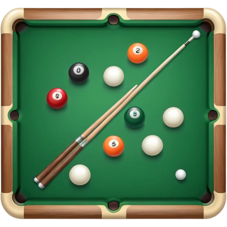 Pool table with pool cue and balls emoji