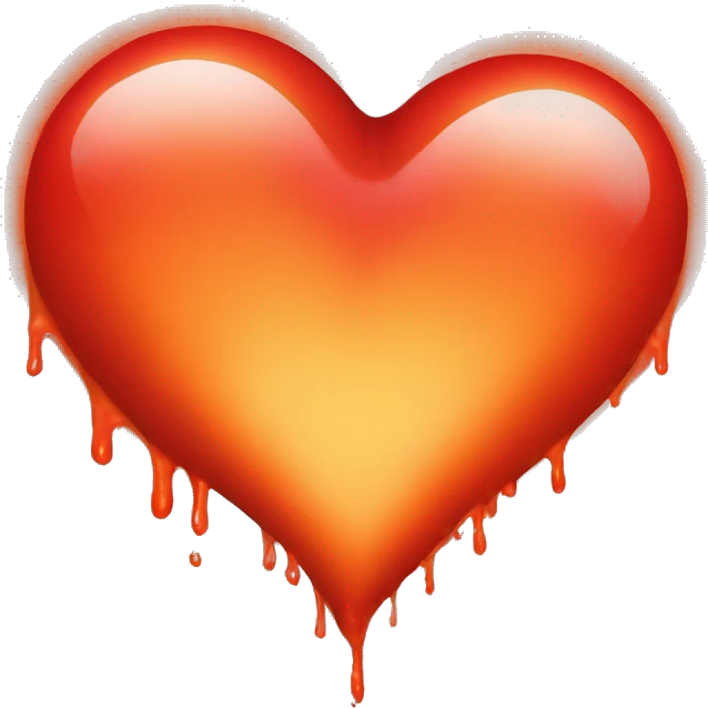 bleeding red heart shape glowing red-orange emoji