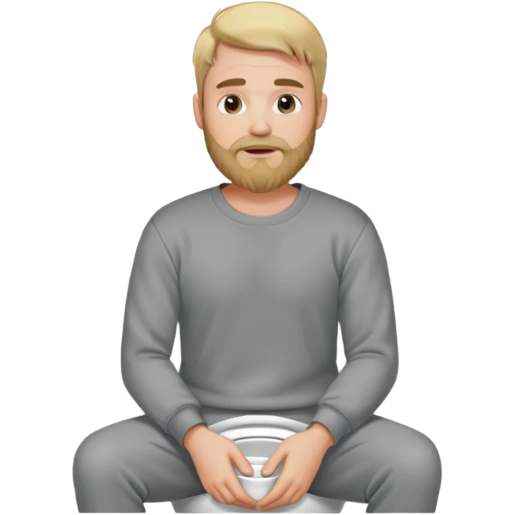 A blonde bearded man wearing a sweatshirt while sitting on a toilet emoji