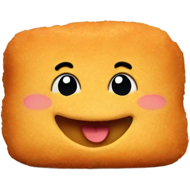 A chicken nugget with a face smiling emoji