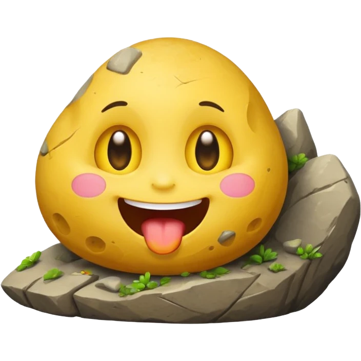 make the yellow emoji face eat a boulder emoji