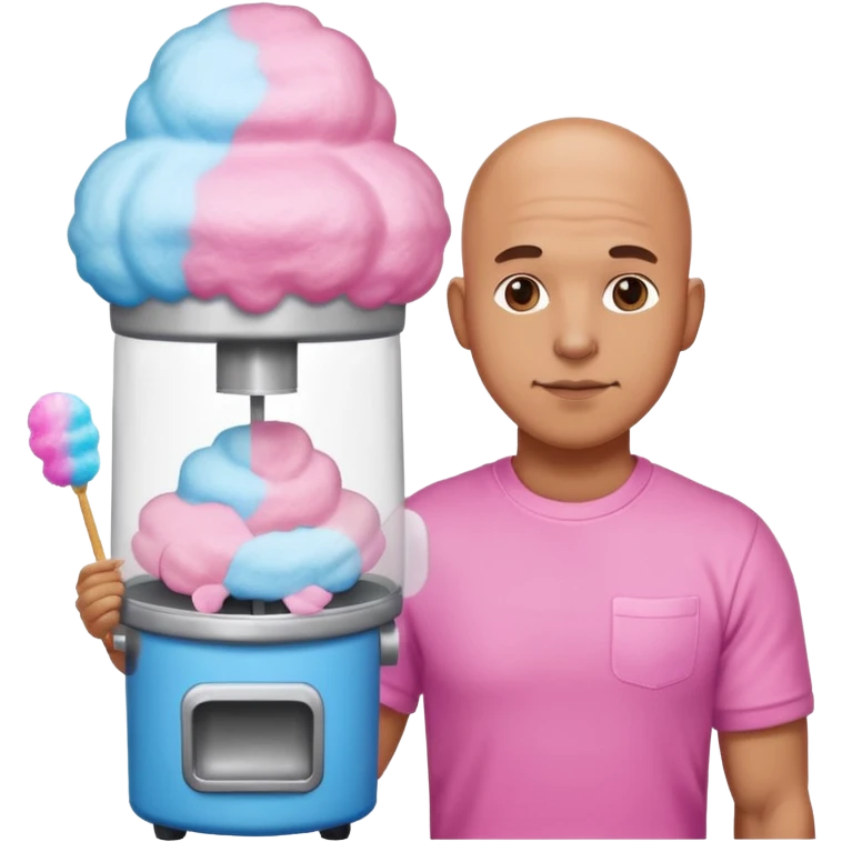 Bald man with cotton candy machine emoji