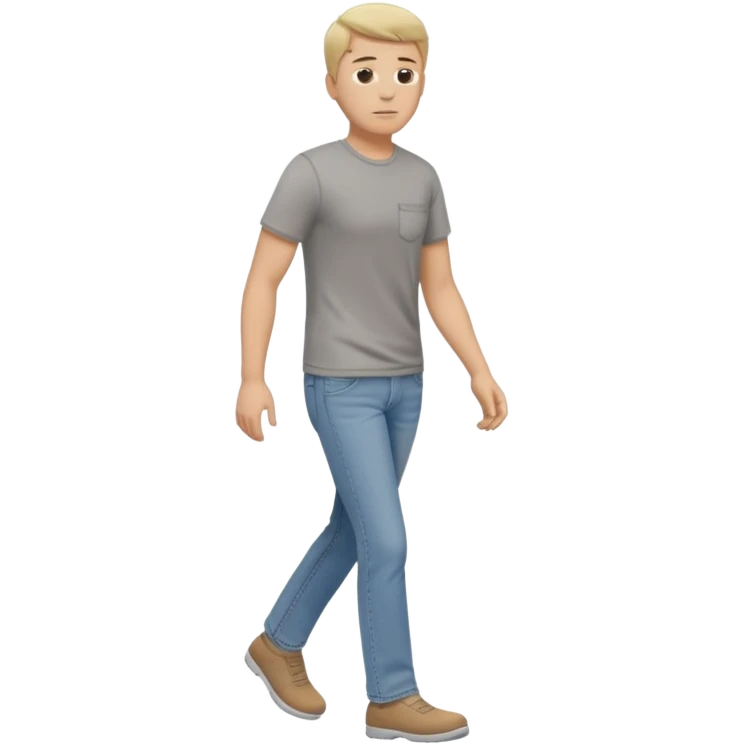 White male walking to the left full body in jeans and grey t-shirt emoji