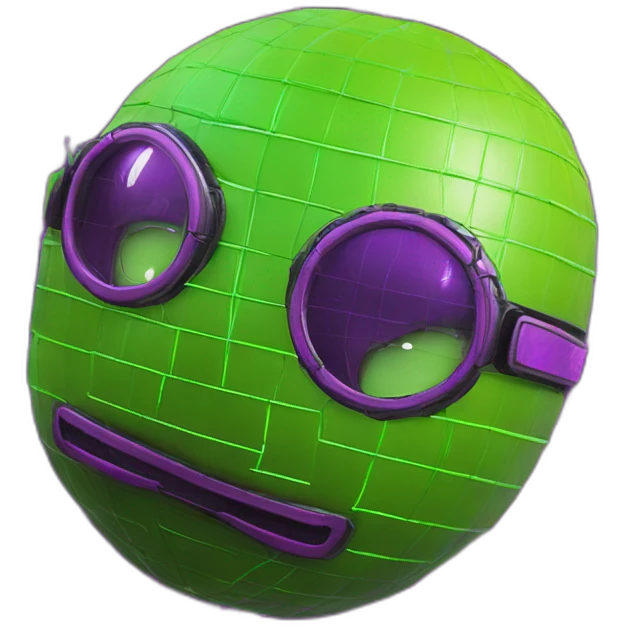 3D Emoji Lemon green and purple neon READY PLAYER ONE matrix Cyberpunk emoji
