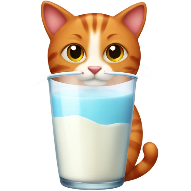 a red cat drinking milk sha emoji