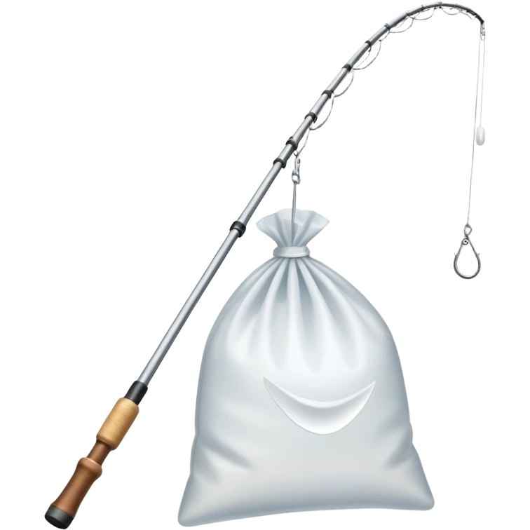 Fishing rod with cocaine bag  on the end emoji