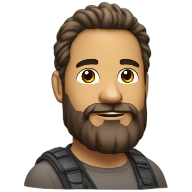 tête d'un homme brun avec la barbe et cheveux crépu à droite emoji