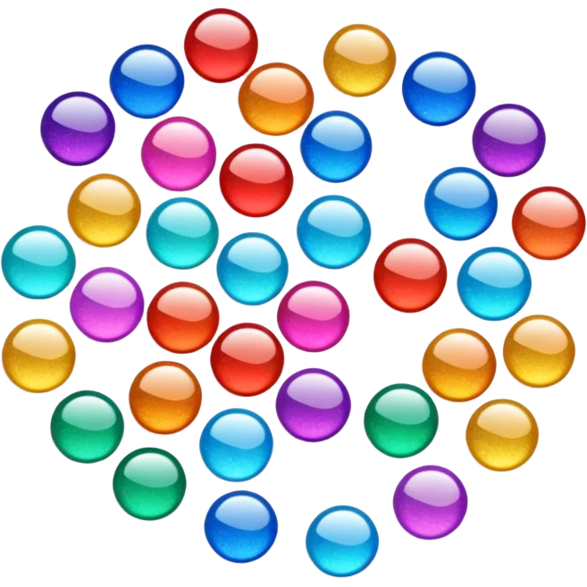  scattered glitter, sparkling and shining in multiple colors. Rounded, glossy, smooth, soft shadows, white background.
 emoji