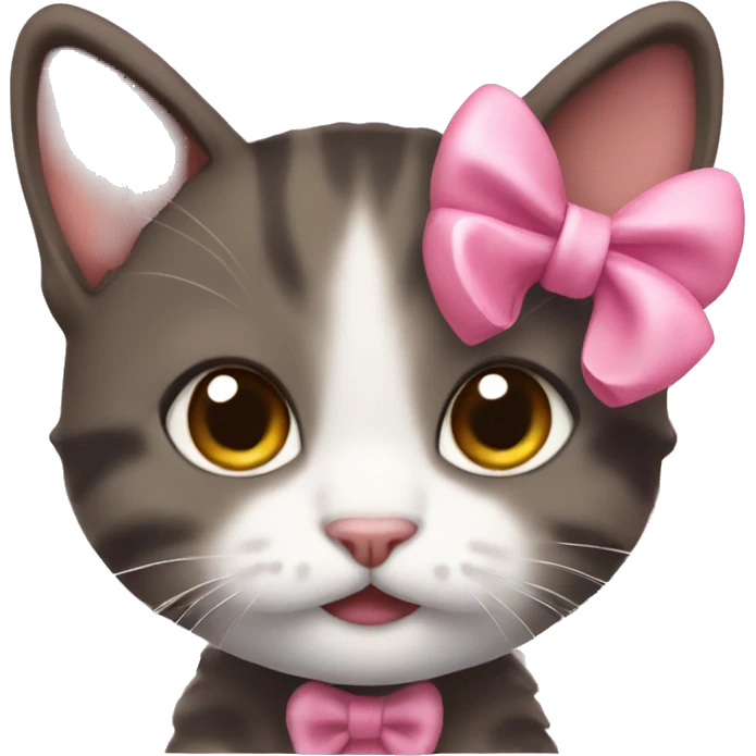 Cute with kitten with a pink bow emoji