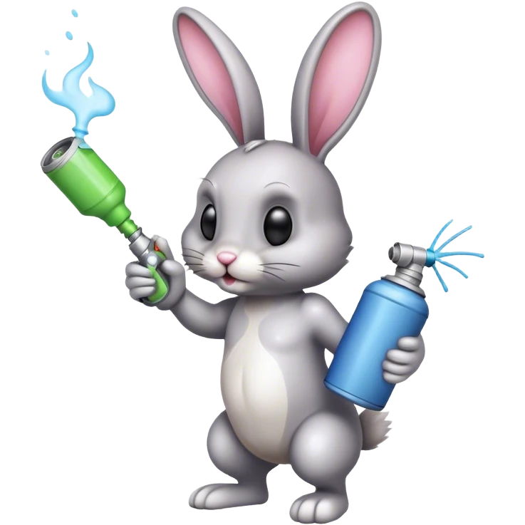 Bunny using a spray can emoji