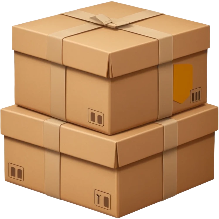 three brown paper boxes emoji