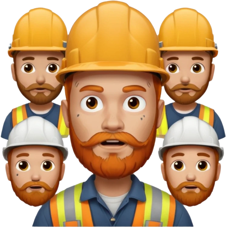 construction worker with beard, ginger haired and lot of face tattoos scary looking emoji