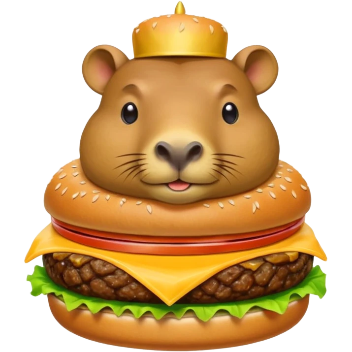 capybara laying on a burger emoji