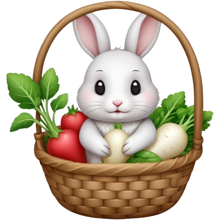 rabbit with white radish in basket emoji