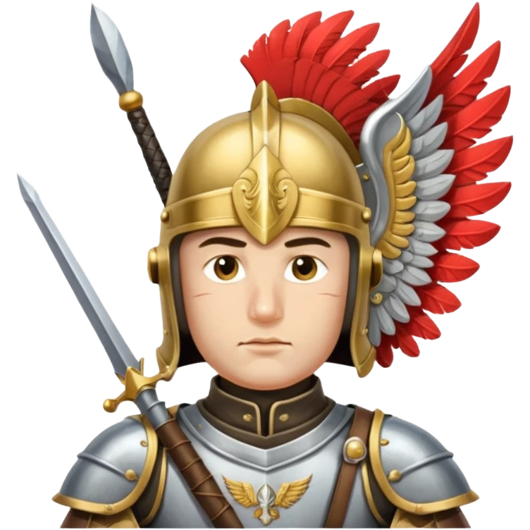 polish husaria miliatry unit, make him with a face like is the best fighter of all times emoji
