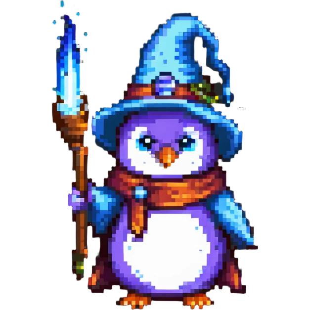 penguin wizard casting a spell emoji