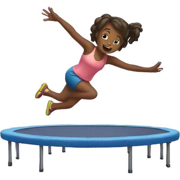 Girl on trampoline	 emoji