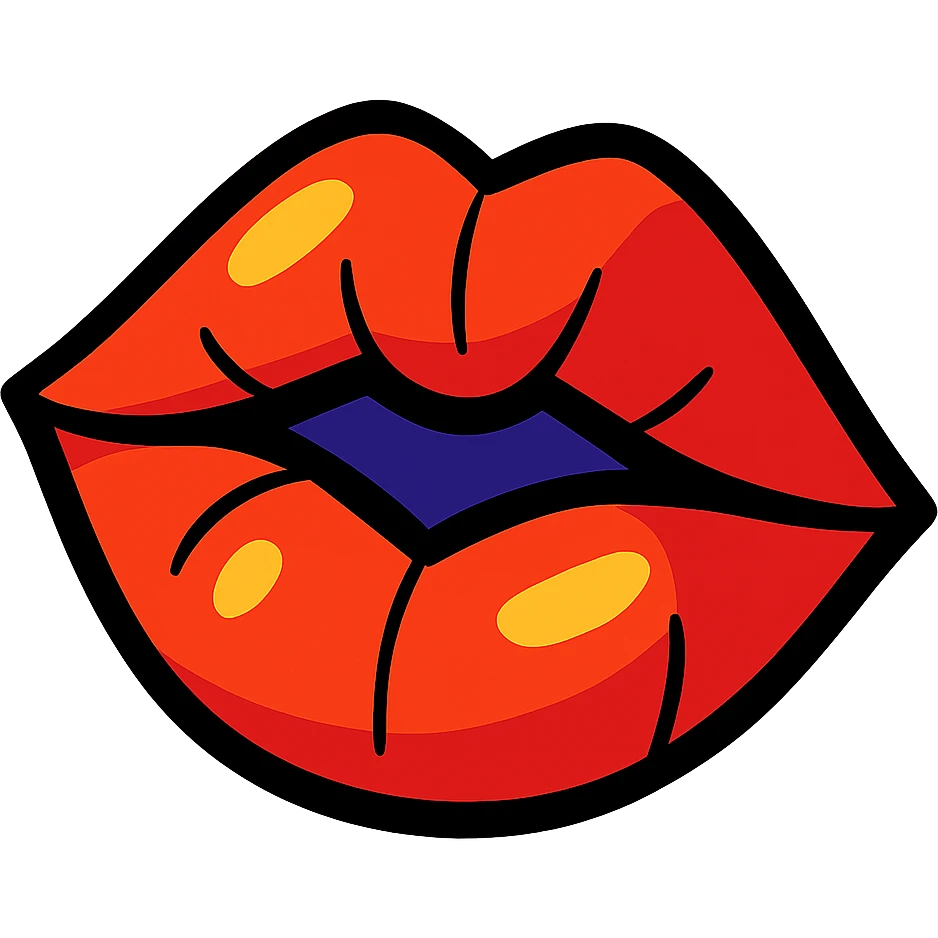 lipstick lip mark, vibrant cartoon style emoji