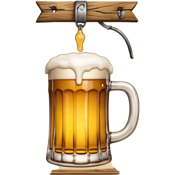 pub sign hanging outside with beer mug icon, emoji style emoji