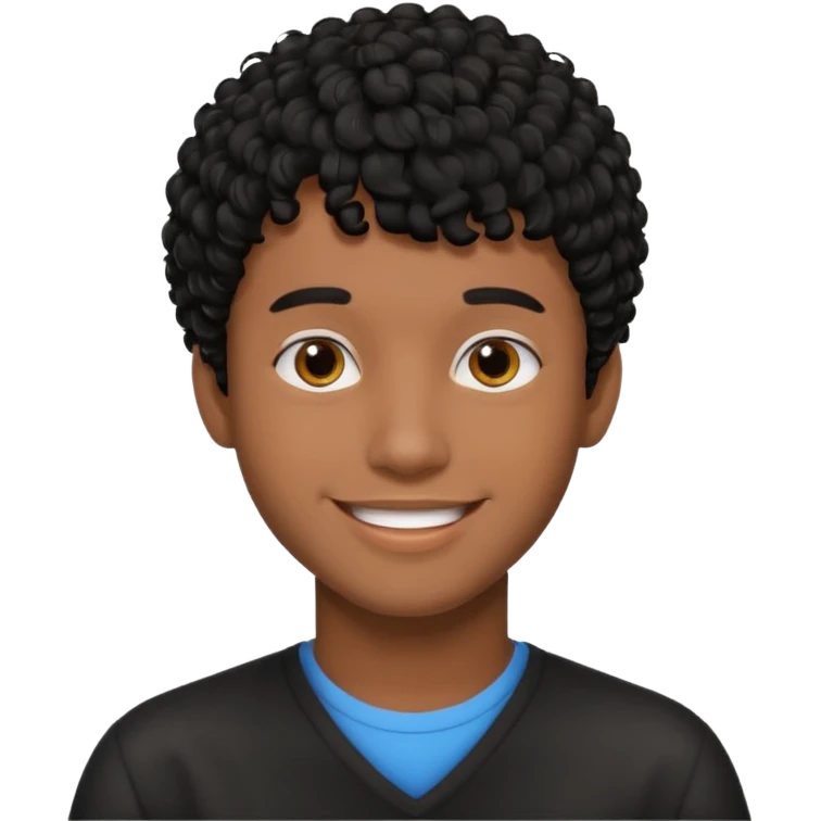 Young man with black curly hair fringe Haircut and dark skin emoji