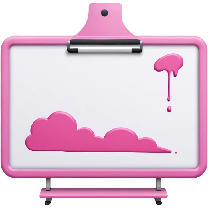 White board that has been drawn over with a pink color emoji
