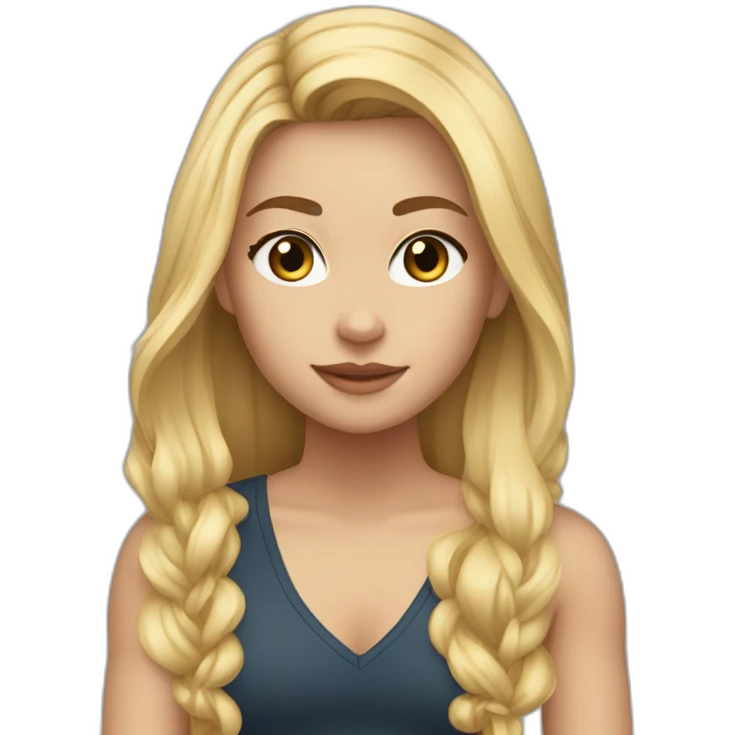 caucasian girl, long straight blonde hair, v-neck laced crop top emoji