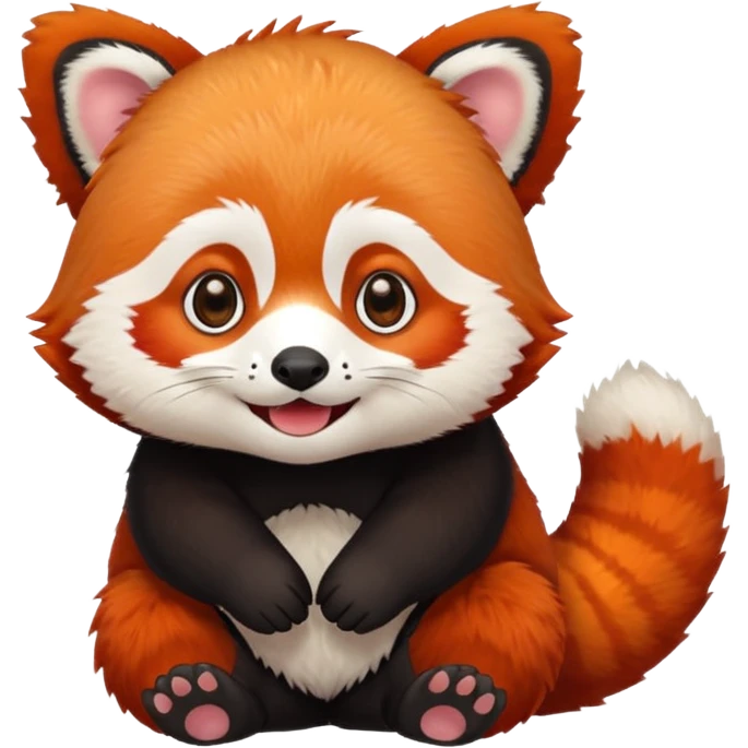 Red Panda 2d bye bye cute anime style emoji