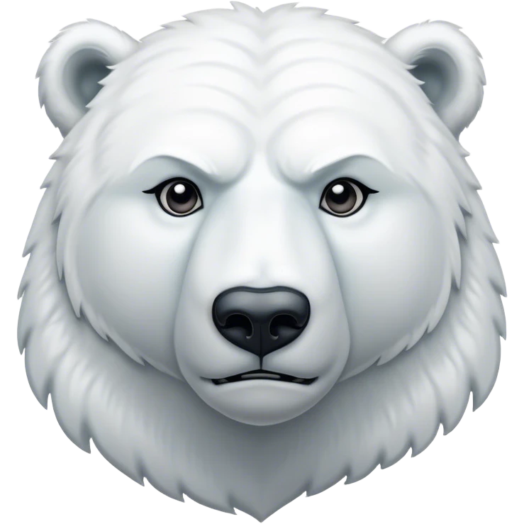 Cinematic Noble Polar Bear Portrait Emoji, Poised and regal, with a strong, muscular build cloaked in thick, snowy fur and piercing, determined eyes, Simplified yet sharp and sophisticated features, highly detailed, glowing with a soft, dignified polar glow, high shine, intelligent and majestic, stylized with an air of arctic authority, focused and commanding, soft glowing outline, capturing the essence of a watchful and confident guardian that feels as though it could step out of the screen with effortless authority! emoji