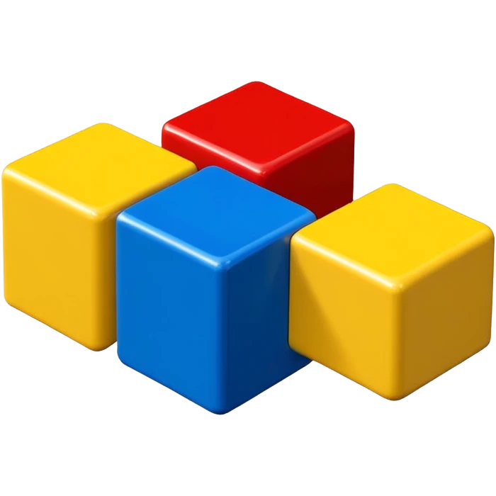 3 x lego blocks blue red yellow emoji