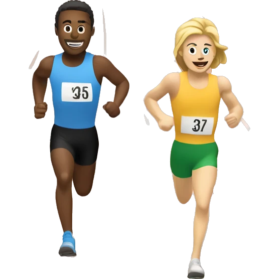 Two Caucasian characters Race to Finish Line emoji