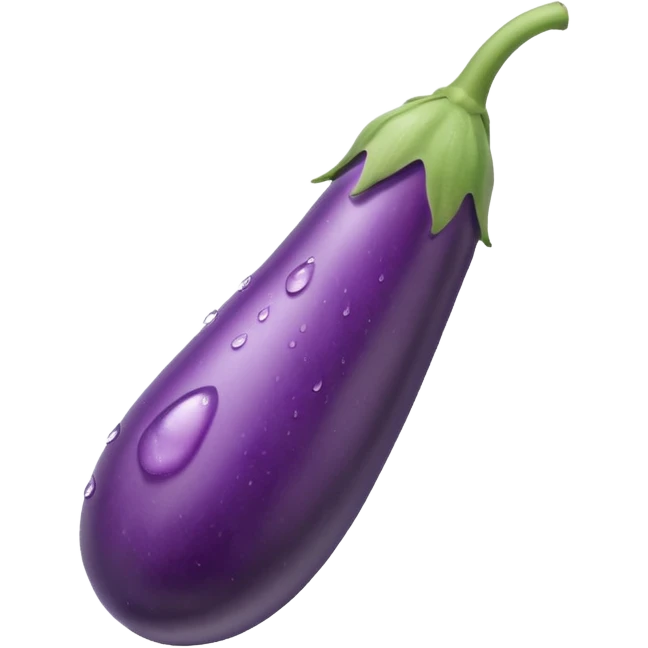 make the eggplant longer and thinner and make the water misty I still want water to come out of the stem emoji
